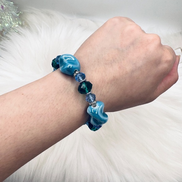 Colorful Beaded Glass Fashion Statement Stackable Bracelet Style 3 - Picture 2 of 5